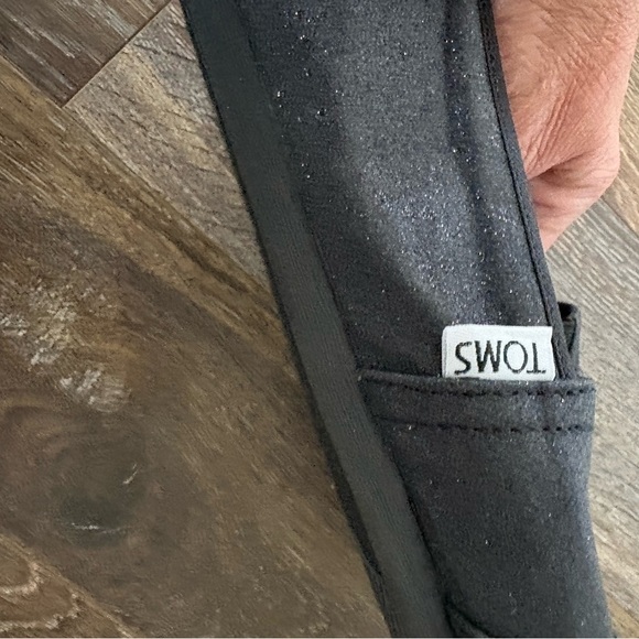 TOMS Black Glitter Slip-On Shoes. 
9w - Picture 6 of 7